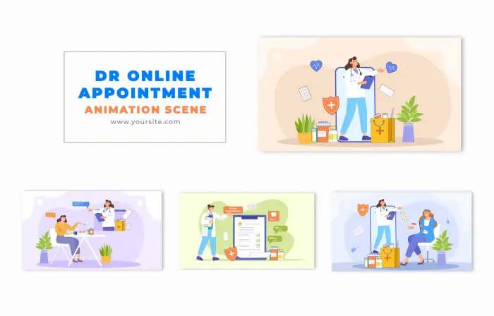 Online Doctor Appointment and Consultation Animation Scene